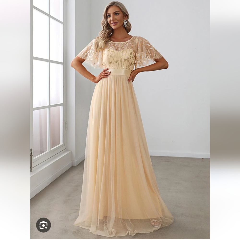 Ever pretty beige color sequin dress - Picture 4 of 11